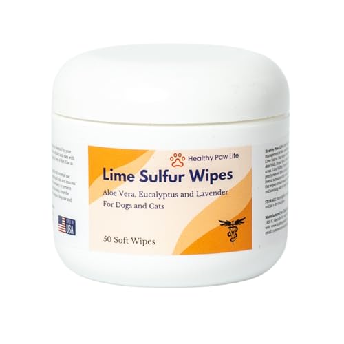 Healthy Paw Life Kalk-Schwefel-Tücher – Linderung bei Juckreiz, Kratzern und Rötungen – angereichert mit Limettenschwefel, Aloe und ätherischen Ölen – Hautpflege-Lösung für Haustiere (50 Stück, 5,1 cm Healthy Paw Life Kalk-Schwefel-Tücher – Linderung bei Juckreiz, Kratzern und Rötungen – angereichert mit Limettenschwefel, Aloe und ätherischen Ölen – Hautpflege-Lösung für Haustiere (50 Stück, 5,1 cm von Healthy Paw Life