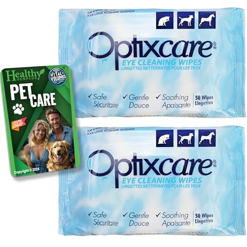 Healthy Surplus Optixcare Augenreinigungstücher für Hunde und Katzen, 50 Stück, 2 Stück (insgesamt 100 Tücher) von Healthy Surplus