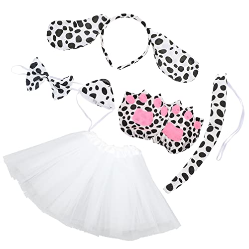 Healvian Hundewelpenohr-Stirnband Tutu-Rock Künstlicher Nase Fliege Und Handschuhen Für Tier-Halloween-Cosplay Und Partys von Healvian