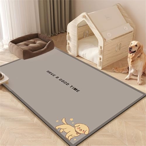 Hearda Futtermatte Hund Groß, Katzen Futternapf Unterlage rutschfest Saugfähig Napfunterlage Hund Unterlage Katzennapf Schnelltrocknend Futternapf Matte (Grau D,80x120cm) von Hearda
