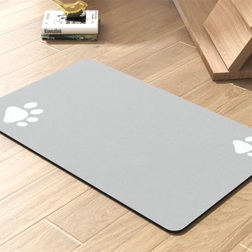 Hearda Futtermatte Hund Groß, Katzen Futternapf Unterlage rutschfest Saugfähig Napfunterlage Hund Unterlage Katzennapf Schnelltrocknend Futternapf Matte Haustier Futtermatte (Hellgrau,43x75cm) von Hearda