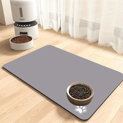 Hearda Futtermatte Hund rutschfest, Napfunterlage Hund Saugfähig Katzen Futternapf Unterlage Schnelltrocknend Unterlage Katzennapf Futternapf Matte Haustier Futtermatte (80x120cm,Grau G) von Hearda