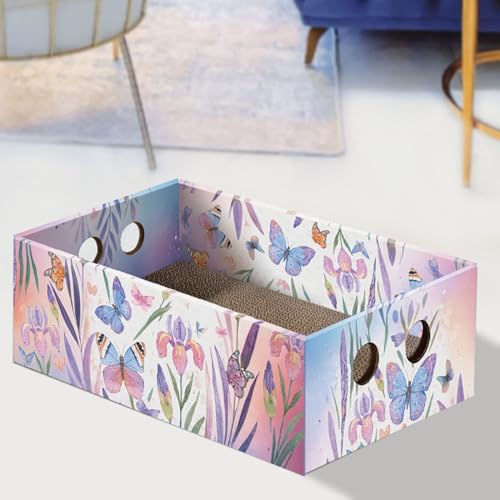 Hearda Katzen Kratzbrett Box, Kratzbretter Katze, Premium Katzenkratzbrett, Kratzpappe für Katzen, Katzenkratz um Katzenkratzern Vorzubeugen und Sofa Teppiche Wände (Schmetterling,47x31.5x14cm) von Hearda