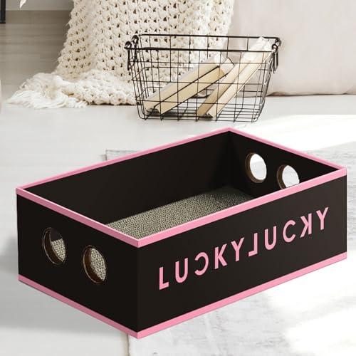 Hearda Katzen Kratzbrett Box, Kratzbretter Katze, Premium Katzenkratzbrett, Kratzpappe für Katzen, Katzenkratz um Katzenkratzern Vorzubeugen und Sofa Teppiche Wände (Schwarz,47x31.5x14cm) von Hearda