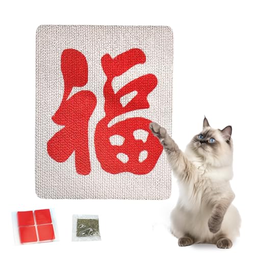 Hearda Kratzbrett Katze mit Katzenminze, Kratzpappe, Mahjong-Stil Katzenkratzbretter aus Wellpapp-Karton für Katzen zum Kratzen und Ausruhen, Schützt Möbel, Ideales Kätzchen Geschenk (Glücklich) von Hearda