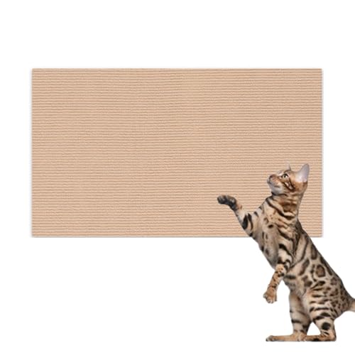 Hearda Kratzbretter Katze, Katzenkratzbrett Kratzbrett Selbstklebend Polyester Kratzpappe für Katzen Katzenkratz um Katzenkratzern Vorzubeugen und Sofa Teppiche Wände zu Schützen (Khaki,60x100cm) von Hearda