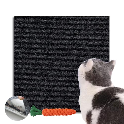 Hearda Kratzbretter Katze, Selbstklebend Katzenkratzbrett Kratzbrett, DIY Trimmbarer Kratzpappe für Katzen, Katzenkratz um Katzenkratzern Vorzubeugen Teppiche Wände Schützen (Schwarz,60x100cm) von Hearda