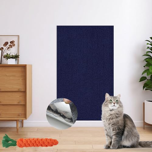 Hearda Kratzbretter Katze, Selbstklebend Katzenkratzbrett Kratzbrett, DIY Trimmbarer Kratzpappe für Katzen Katzenkratz Katzenkratzern Vorzubeugen Sofa Teppiche Wände (Marine,60x100cm) von Hearda