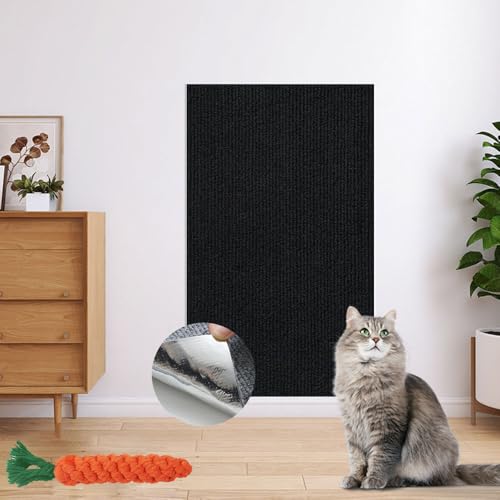 Hearda Kratzbretter Katze, Selbstklebend Katzenkratzbrett Kratzbrett, DIY Trimmbarer Kratzpappe für Katzen Katzenkratz Katzenkratzern Vorzubeugen Sofa Teppiche Wände (Schwarz,40x100cm) von Hearda
