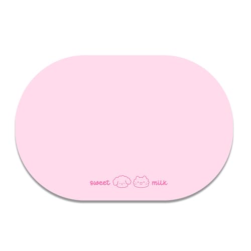 Hearda Oval Futtermatte Hund rutschfest, Solide Farbe Napfunterlage Hund Saugfähig Katzen Futternapf Unterlage Schnelltrocknend Unterlage Katzennapf Futternapf Matte (60x90cm,Rosa) von Hearda