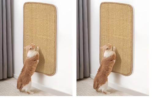 Kratzmatte Katze Sisal Teppich 50x25 cm, Klettverschluss+Doppelseitige Klebefixierung Design Kratzbrett, Kratzwand für Katzen Übernimmt EIN Gewickeltes Kantendesign, Schützt Sofa, Teppiche, Wand von Heatail
