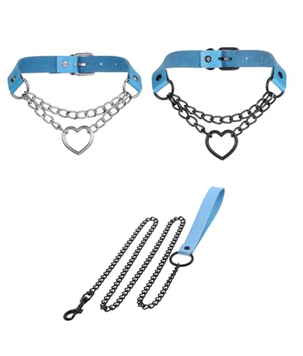 Halsband und Leine, Vintage-Stil, Herzmotiv, Leder, Halsband, Halsband, Halsband, Halsband, Halsband, Halsband, 3-teilig, Schwarz Halsband und Leine, Vintage-Stil, Herzmotiv, Leder, Halsband, Halsband, Halsband, Halsband, Halsband, Halsband, 3-teilig, Schwarz von Heavelove