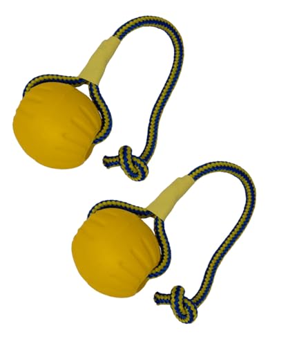 Heavelove Hundespielzeug mit Seil, Dura-Schaumstoff-Spielzeug, Wasserschwimmer auf Seil, 2 Stück, 9 cm von Heavelove