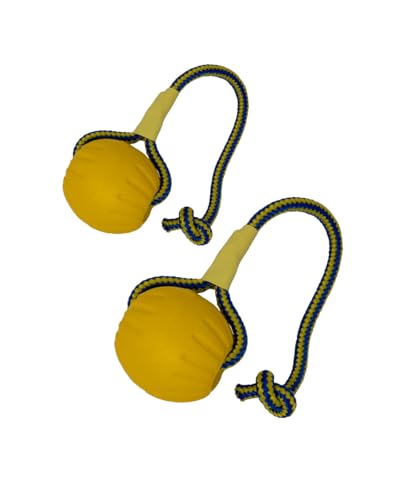 Heavelove Hundespielzeug mit Seil, Dura-Schaumstoff-Spielzeug, Wasserschwimmer auf Seil (1 x 7 cm + 1 x 9 cm), 2 Stück von Heavelove