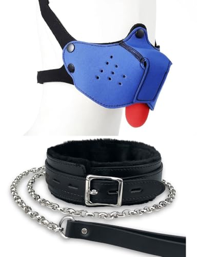 Maulkorb aus Neopren für Welpen, Hundehaube, Spielhaube, Welpen, Spielausrüstung, Maske (Blau, Einheitsgröße) von Heavelove