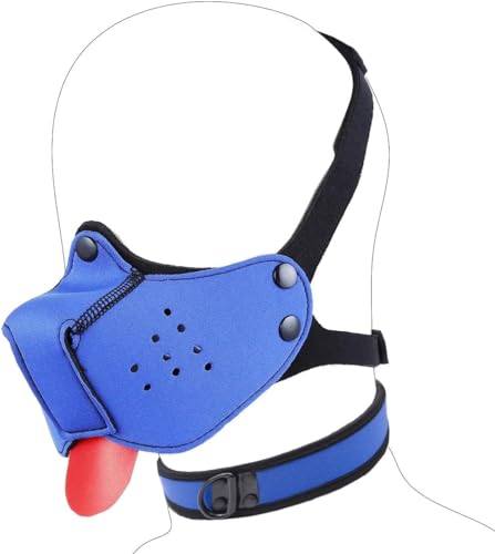 Maulkorb aus Neopren für Welpen, Hundehaube, Spielhaube, neuartige Hundekopfmaske mit Halsband (Blau, Einheitsgröße) von Heavelove