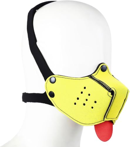 Neopren Welpen-Kaschchen Maske mit Kapuze für Hunde Spielhauben NEU Hunde-Kopfmaske (Gelb, One Größe) von Heavelove