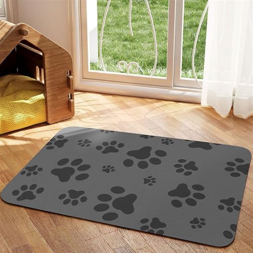 Heavyoff Napfunterlage Hund Katzen Futternapf Unterlage rutschfeste Hundenapf Katzennapf Fressnapf Futtermatte Schnelltrocknend Katzenmatte, Dunkelgrau 1, 50x80cm von Heavyoff