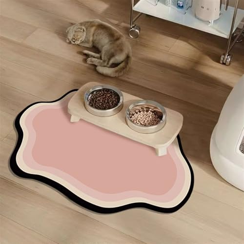 Heavyoff Napfunterlage Hund Katzen Futternapf Unterlage rutschfeste Hundenapf Katzennapf Fressnapf Futtermatte Schnelltrocknend Katzenmatte Waschbar, Rosa, 50x80cm von Heavyoff
