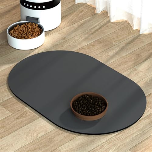 Heavyoff Napfunterlage Katzen Futternapf Unterlage, wasserdichte Haustier Futtermatten rutschfeste Unterlage Hund Fressnapf Futtermatte, Dunkelgrau, 30x40cm von Heavyoff