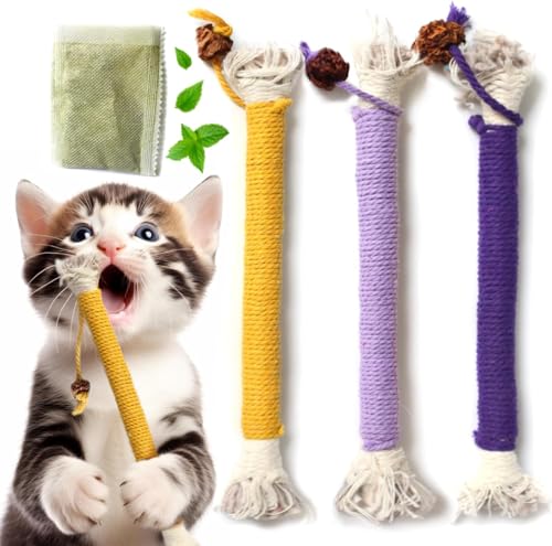 Hebterrka 3er-Pack Katzen-Kauspielzeug, 7,87 Zoll, mit Katzenminze, für Zahnreinigung und Interaktives Spielen Hebterrka 3er-Pack Katzen-Kauspielzeug, 7,87 Zoll, mit Katzenminze, für Zahnreinigung und Interaktives Spielen von Hebterrka