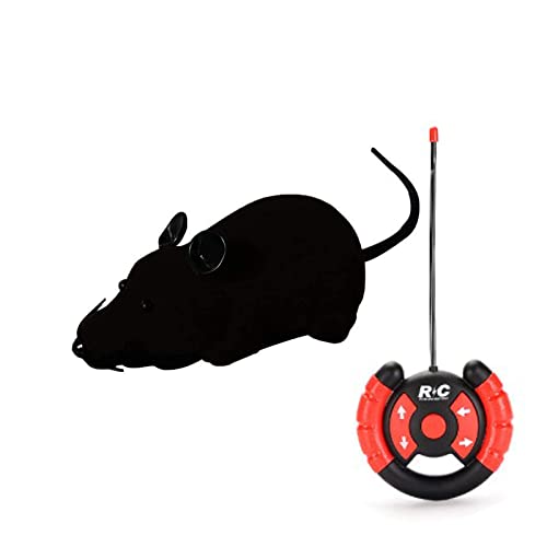 Rattenspielzeug mit Fernbedienung, kabellose Steuerung, realistische Rattenmaus, bewegliche Mäuse, Spielzeug für Katzen, Kätzchen, Infrarot-Ratze für Kinder, Weihnachten, Geburtstag (schwarz) von Hebudy
