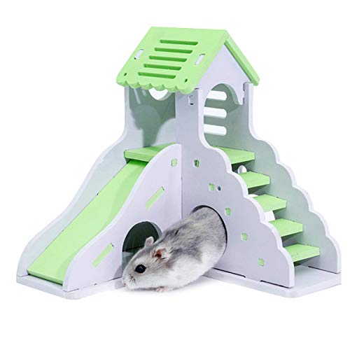 HechoVinen Waschbar Hamster Haus Doppel Schicht Ratte Spielen Haus Durable Dual Layer Pet Play Haus mit Treppen Rutsche für Kleine Tiere Grün von HechoVinen