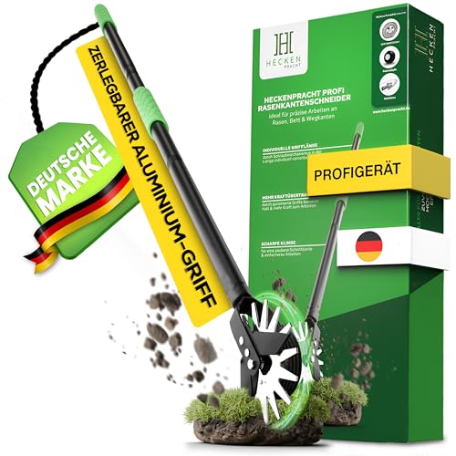 Heckenpracht® Profi Rasenkantenschneider mit höhenverstellbaren ergonomischen Stiel | Kantenschneider für perfekte Rasenkanten & müheloses Arbeiten | Rasenkantentrimmer mit patentiertem Design von Heckenpracht