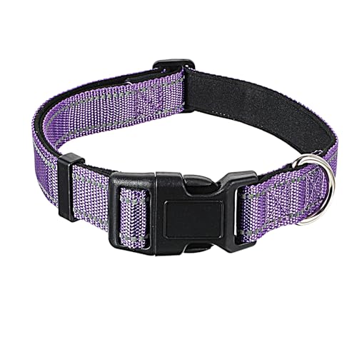 Heclia 1 x reflektierendes Hundehalsband für große Hunde, Nylon-Haustierhalsband mit Schnellverschluss-Schnalle, verstellbare Länge, Hundehalsband mit weichem Neopren, atmungsaktiv, sorgt für von Heclia