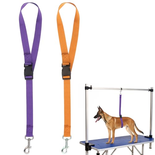 Heclia Fellpflegeleine, Zubehör für Hunde, mit verstellbarer Gleitleine für den Fellpflegetisch zu Hause, Hundegeschirr zum Aufhängen von Nägeln, Retrieverleinen, 80 cm, Sicherheitsgurt – 2 Stück von Heclia