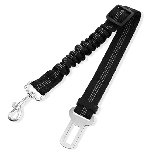 Heclia Hundegeschirr für Autos, einziehbares Hundegeschirr, Nylon, Sicherheitsgurt mit elastischem Bungee-Puffer, verstellbar, strapazierfähig, sichere Leine für große Hunde im Auto, Schwarz von Heclia