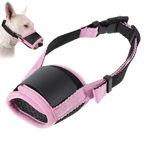 Heclia Hundemaulkorb, rosa Netzmaulkorb für kleine mittelgroße Hunde, atmungsaktive Mundbedeckung für Bellen Beißen Kauen, weiche Korbmaulkörbe für kleine Hunde, trinkbare Maulkörbe Welpen-Mundschutz von Heclia