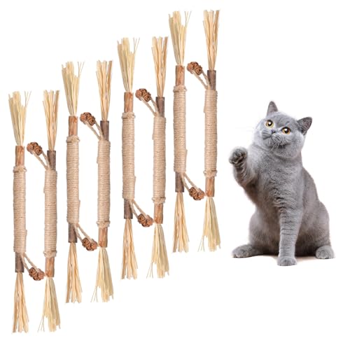 Heclia Silvervine Sticks für Katzen 8er-Pack natürliches Kauspielzeug Katzen Zahnreinigung essbare Matatabi Zahnpflege Kausticks Kätzchen Katzenminze Leckerli Stick für gelangweilte Hauskatzen von Heclia