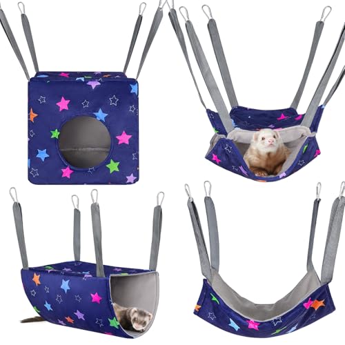 Hedgeink Hamster-Hängemattenhaus, 4 Stück, Rattenkäfig-Zubehör, waschbar, Meerschweinchenbett, Versteck aus weichem Frettchen, Hängeschaukel, Kleintiere, Bettwäsche, Hütte für Chinchilla Hedgeink Hamster-Hängemattenhaus, 4 Stück, Rattenkäfig-Zubehör, waschbar, Meerschweinchenbett, Versteck aus weichem Frettchen, Hängeschaukel, Kleintiere, Bettwäsche, Hütte für Chinchilla von Hedgeink
