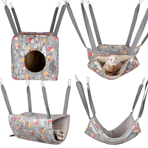 Hedgeink Hamster-Hängemattenhaus, 4 Stück, Rattenkäfig-Zubehör, waschbar, Meerschweinchenbett, Versteck aus weichem Frettchen, Hängeschaukel, Kleintiere, Bettwäsche, Hütte für Chinchilla von Hedgeink