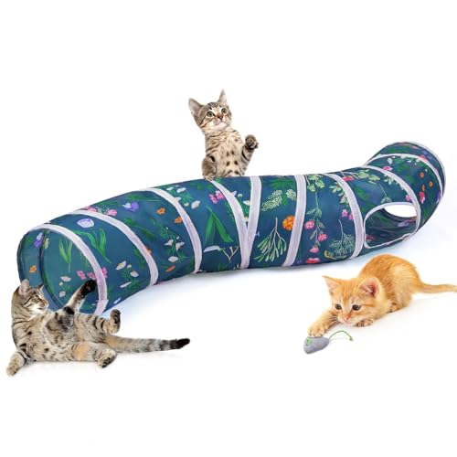 Hedgeink Katzentunnel S-Form Peekaboo Katzenhöhle mit Spielzeug Tunnel für Indoor-Katzen Faltbare Kaninchen-Spielröhren für Meerschweinchen, Frettchen, Hamsterwelpe, Hase, Kätzchen, grüne Blumenzweige Hedgeink Katzentunnel S-Form Peekaboo Katzenhöhle mit Spielzeug Tunnel für Indoor-Katzen Faltbare Kaninchen-Spielröhren für Meerschweinchen, Frettchen, Hamsterwelpe, Hase, Kätzchen, grüne Blumenzweige von Hedgeink