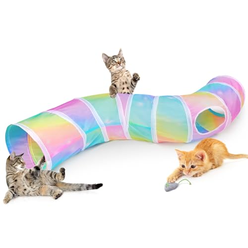 Hedgeink Katzentunnel S-förmig mit Spielzeugball – Faltbarer Katzenspielzeug Tunnel & Peekaboo Katzenhöhle für Katzen, Kaninchen, Meerschweinchen & Frettchen von Hedgeink