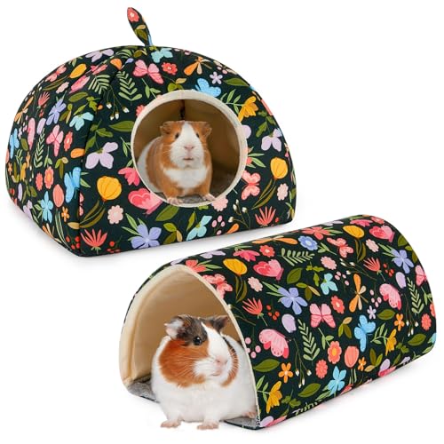 Hedgeink Meerschweinchen Haus & Tunnel Set – Kuschelhaus & Spielzeug für Kaninchen, Meerschweinchen, Frettchen und andere Kleintiere von Hedgeink