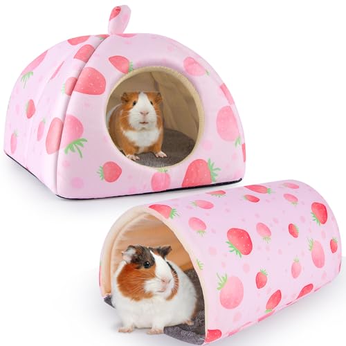 Hedgeink Meerschweinchenhaus mit Kaninchenversteck 2 Stück Meerschweinchen-Spielzeug-Set Kaninchenbett und Meerschweinchentunnel, Meerschweinchen-Zubehör für Hamster, Frettchen und Hasen, rosa Hedgeink Meerschweinchenhaus mit Kaninchenversteck 2 Stück Meerschweinchen-Spielzeug-Set Kaninchenbett und Meerschweinchentunnel, Meerschweinchen-Zubehör für Hamster, Frettchen und Hasen, rosa von Hedgeink