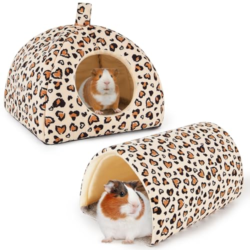 Hedgeink Meerschweinchenhaus mit Kaninchenversteck 2er-Pack Meerschweinchen-Spielzeug-Set Kaninchenbett und Meerschweinchentunnel, Meerschweinchen-Zubehör für Hamster, Frettchen und Hasen, brauner Hedgeink Meerschweinchenhaus mit Kaninchenversteck 2er-Pack Meerschweinchen-Spielzeug-Set Kaninchenbett und Meerschweinchentunnel, Meerschweinchen-Zubehör für Hamster, Frettchen und Hasen, brauner von Hedgeink