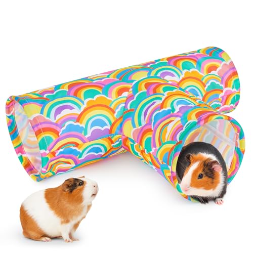 Hedgeink Meerschweinchentunnel, 3-Wege-Kaninchentunnel, maschinenwaschbar, Kaninchenversteck Meerschweinchen, Zubehör, Frettchen, Spielzeug für Chinchilla, Hamster, Hase, Kleintiere, Regenbogenbogen Hedgeink Meerschweinchentunnel, 3-Wege-Kaninchentunnel, maschinenwaschbar, Kaninchenversteck Meerschweinchen, Zubehör, Frettchen, Spielzeug für Chinchilla, Hamster, Hase, Kleintiere, Regenbogenbogen von Hedgeink