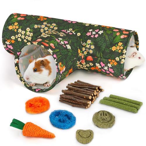 Hedgeink Meerschweinchentunnel, zusammenklappbar, 3-Wege-Meerschweinchenversteck waschbar, Kaninchentunnel mit Kauspielzeug, Kaninchenspielzeug für Meerschweinchen, Käfigzubehör Hedgeink Meerschweinchentunnel, zusammenklappbar, 3-Wege-Meerschweinchenversteck waschbar, Kaninchentunnel mit Kauspielzeug, Kaninchenspielzeug für Meerschweinchen, Käfigzubehör von Hedgeink