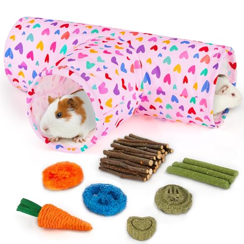 Hedgeink Meerschweinchentunnel, zusammenklappbar, 3-Wege-Meerschweinchenversteck waschbar, Kaninchentunnel mit Kauspielzeug, Kaninchenspielzeug für Meerschweinchen, Käfigzubehör Hedgeink Meerschweinchentunnel, zusammenklappbar, 3-Wege-Meerschweinchenversteck waschbar, Kaninchentunnel mit Kauspielzeug, Kaninchenspielzeug für Meerschweinchen, Käfigzubehör von Hedgeink