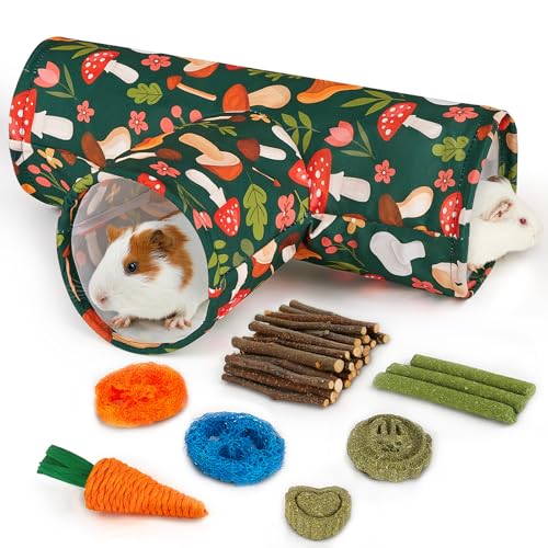 Hedgeink Meerschweinchentunnel, zusammenklappbar, 3-Wege-Meerschweinchenversteck waschbar, Kaninchentunnel mit Kauspielzeug, Kaninchenspielzeug für Meerschweinchen, Käfigzubehör Hedgeink Meerschweinchentunnel, zusammenklappbar, 3-Wege-Meerschweinchenversteck waschbar, Kaninchentunnel mit Kauspielzeug, Kaninchenspielzeug für Meerschweinchen, Käfigzubehör von Hedgeink