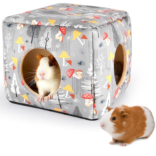 Hedgeink Meerschweinchenversteck Kaninchenbett kubisches Meerschweinchenhaus Zubehör maschinenwaschbar Kaninchenhaus Versteck Hamsterbett für Hasen Chinchilla Frettchen kleine Haustiere von Hedgeink
