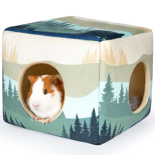 Hedgeink Meerschweinchenversteck Kaninchenbett kubisches Meerschweinchenhaus Zubehör maschinenwaschbar Kaninchenhaus Versteck Hamsterbett für Hasen Chinchilla Frettchen kleine Haustiere von Hedgeink