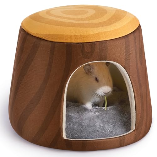 Meerschweinchenversteck mit herausnehmbarem Pad, Hamsterhaus mit Oberseite, Kaninchenbett, waschbar, Meerschweinchen-Zubehör für Meerschweinchen, Kaninchen, Hamster, Igel, braune Baumstümpfe Meerschweinchenversteck mit herausnehmbarem Pad, Hamsterhaus mit Oberseite, Kaninchenbett, waschbar, Meerschweinchen-Zubehör für Meerschweinchen, Kaninchen, Hamster, Igel, braune Baumstümpfe von Hedgeink
