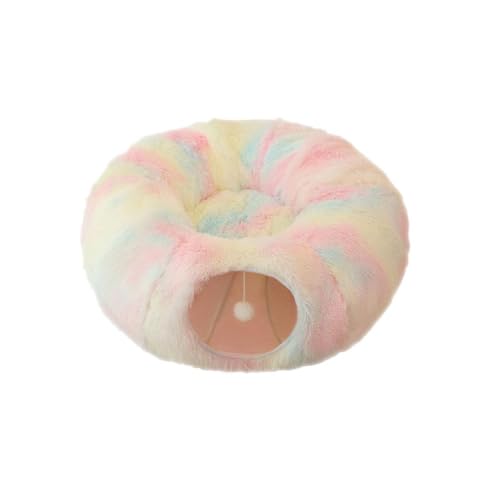 Plush Pets Kennel Gray Foldable Round Cats Nest Crossing Tunnel Bed Winter Collapsible Mat Warm Cushion Supplies Basket Pet donut christmas bed donut donut donut tunnel For tunnel donut chr von HeeDz