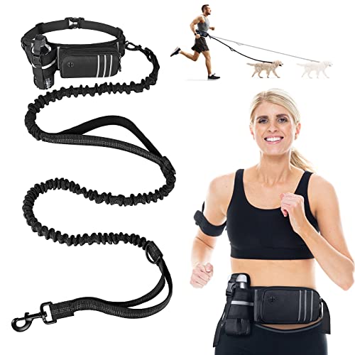Joggingleine Hunde, Freihändige Hundeleine mit Bauchgurt, Stoßdämpfung, Reflektierend, Doppelgriff für Große Mittelgroße kleine Hunde Joggen Wandern Laufen von Heelay