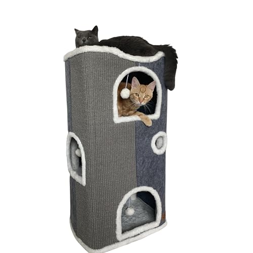 Heerduos Katzenhaus mit 4 Ebenen für Hauskatzen, überdachte Katzenbetten und Möbel mit Kratzkissen, Versteckhöhle und Kissen, moderner Katzenturm für mehrere kleine Haustiere und große Katzen Heerduos Katzenhaus mit 4 Ebenen für Hauskatzen, überdachte Katzenbetten und Möbel mit Kratzkissen, Versteckhöhle und Kissen, moderner Katzenturm für mehrere kleine Haustiere und große Katzen von Heerduos